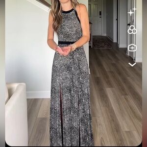Black and White Women's Maxi Dress with slits